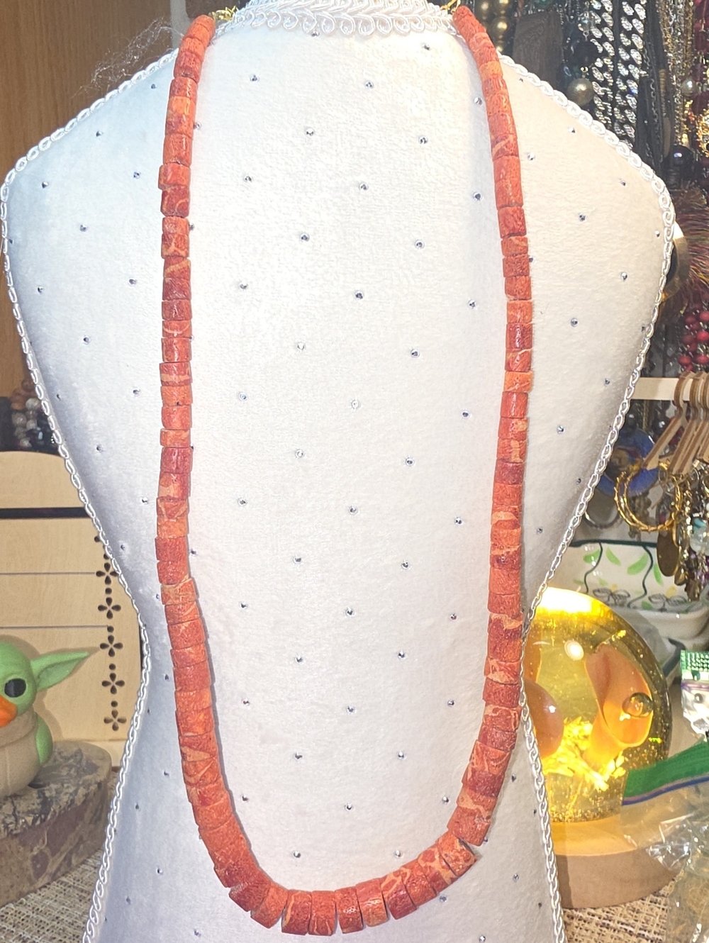 Handcrafted Orange Coral Bead Necklace
